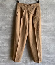 Vintage 1980s Lauren Ralph Lauren Beige Worsted Wool Pleated Pants Size 10P USA