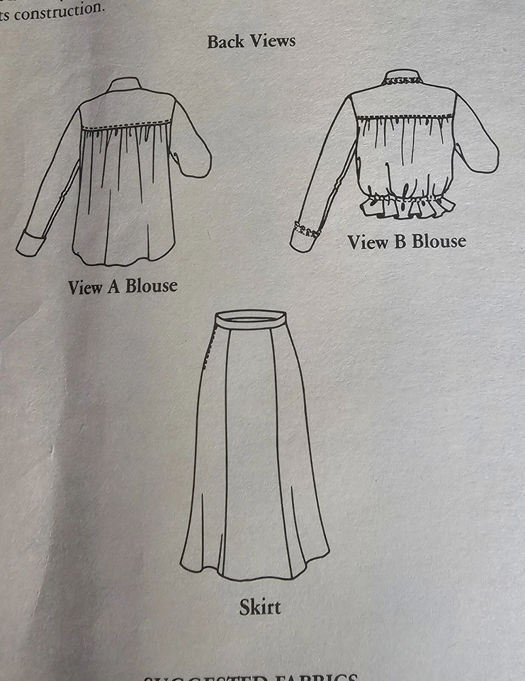 Blusa y falda Folkwear Wall Street patrón de costura 232 tallas 8-16 '85 sin usar-F2 Foto 4 de 4