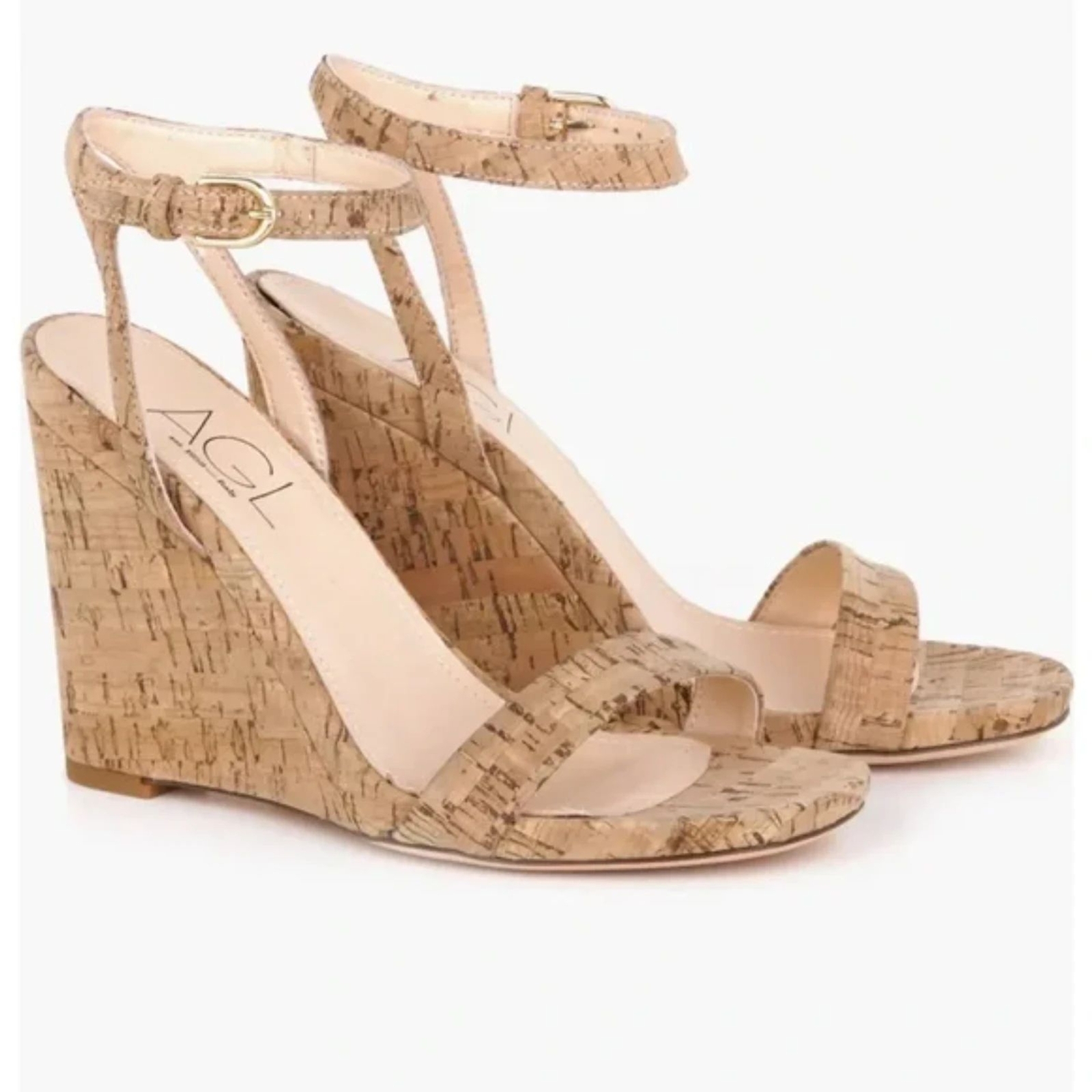 AGL Demi Ankle Strap Cork Wedges in Natural EU 38-image