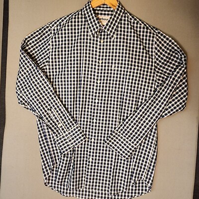 Barbour Men's Long Sleeve Plaid Check Button Up Shirt Blue Green