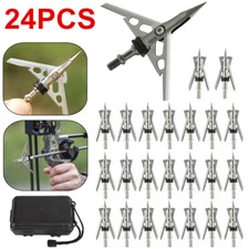 24PCS 100 Grain Archery Broadheads 2" Dia Expandable Hunting 2 Blade Arrowhead