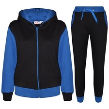 Kids Girls Tracksuit Fleece Royal Hooded Hoodie Bottom Jogging Suit Jogger 2-1