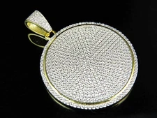 1.70Ct Lab Created Diamond Men's Disc Medallion Pendant 14K Yellow Gold Plated