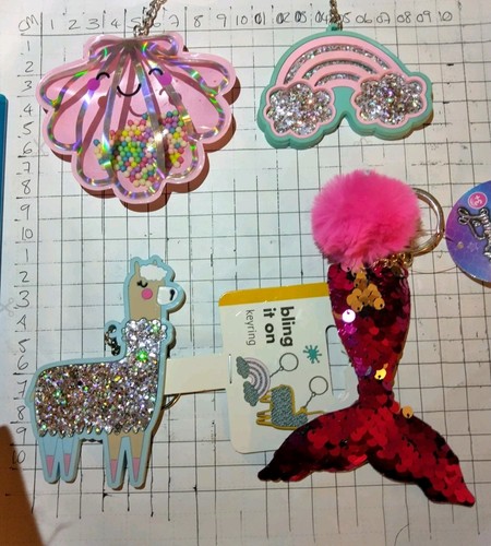 Sparkly Assorted key rings bundle could be used for Party bags etc K6d* - Picture 2 of 3