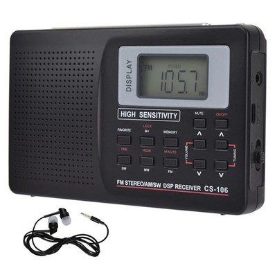 Schwarzes Digitalradio LCD-Display FM/AM/SW/MW Vollfrequenzempfänger CS-106