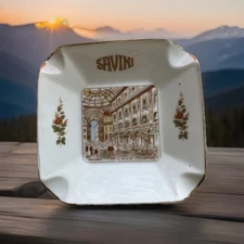 Savini Milano Italy Galleria Missaglia Bavaria Gold Trim Ashtray Trinket Dish