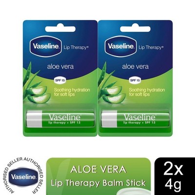 Vaseline Lippenbalsam Stick Aloe Vera 4g, 2er Pack Lippentherapie Feuchtigkeitsspendende Lippenpflege