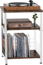 Record Player Stand 3 Tier Vinyl Record Shelf Side End Table White  Vinyl Recor