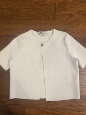 ZARA Women s White Short Sleeve Button Front ...