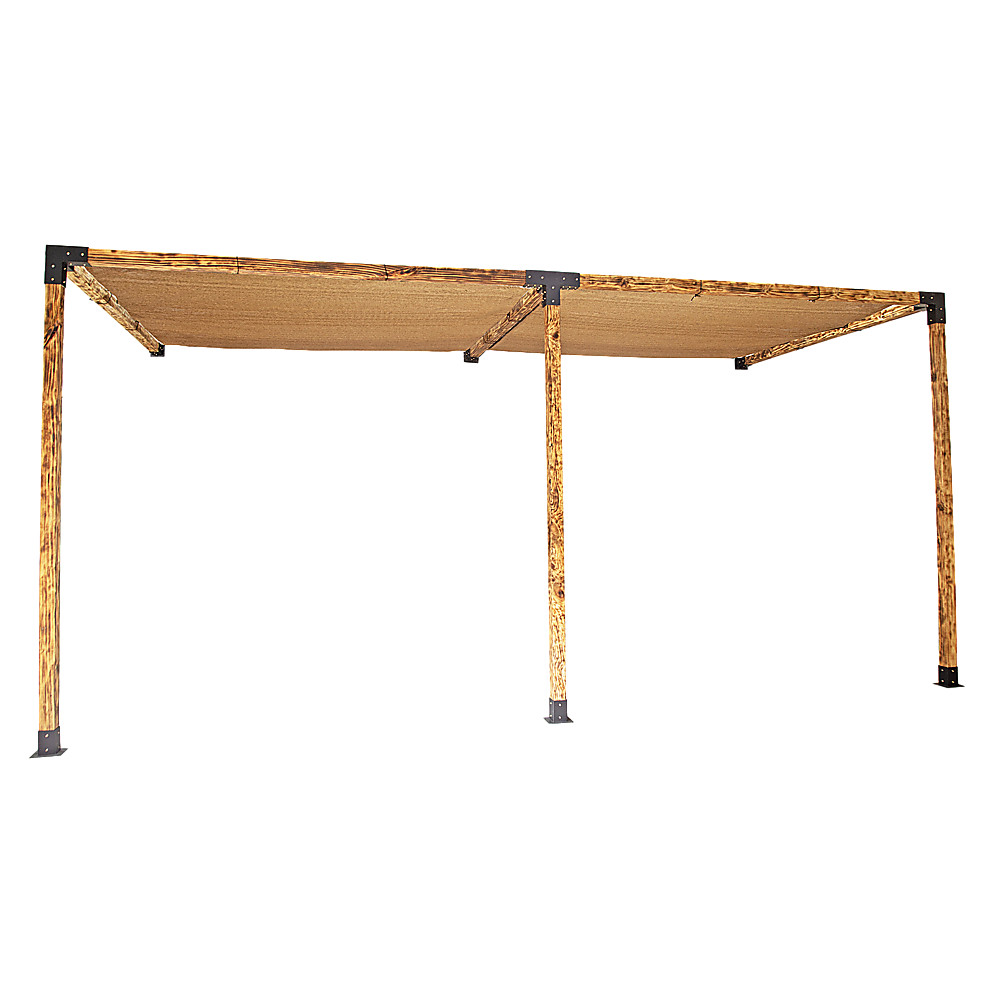 NNEDSZ Roof Pergola Gazebo Shed Matte Black Steel Brackets and Coffee Screens DI