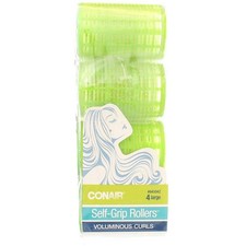 3 Pack Conair Self-Grip Voluminous Curls Hair Curlers, Large, Green, 4 Ct