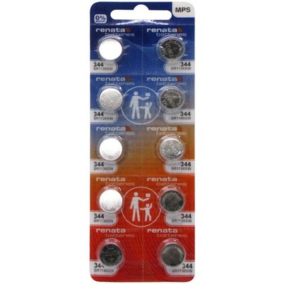 Ten (10)  Renata 344 Watch Battery SR1136SW  SWISS MADE, 0% MERCURY
