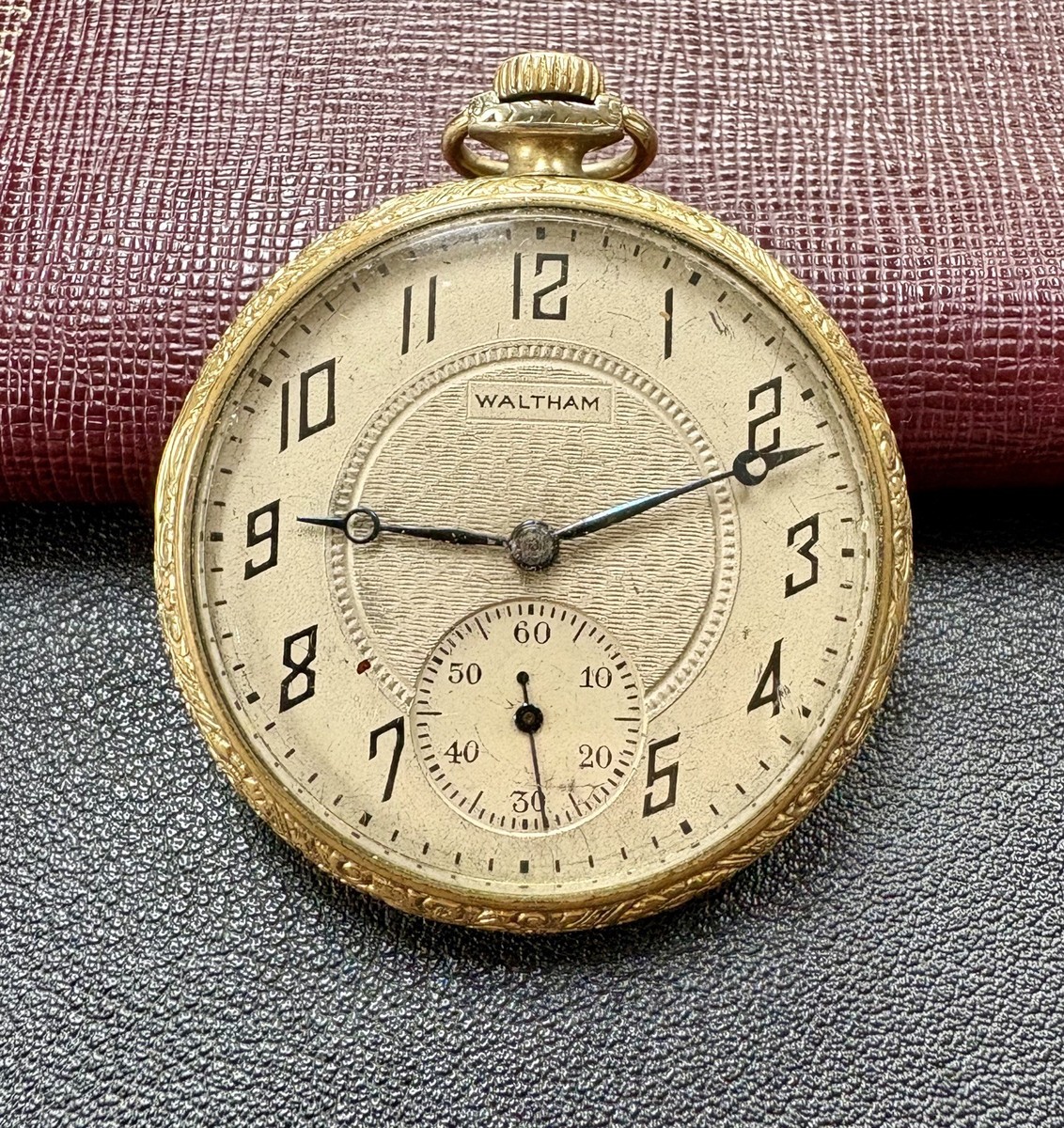 Waltham 14k Gold Filled Antique Pocket Watch with Blue Steel Hands