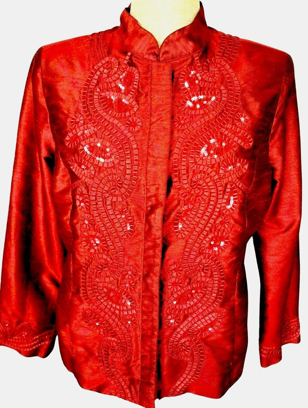 Chico’s Jacket - Red Metallic Sequins  - Chico's Size 2 Large