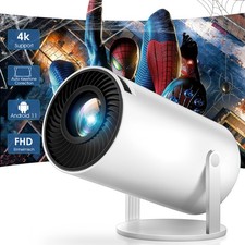 Mini Projektor Tragbar Beamer 4K UHD WiFi6 & Bluetooth Android TV Heimkino Video