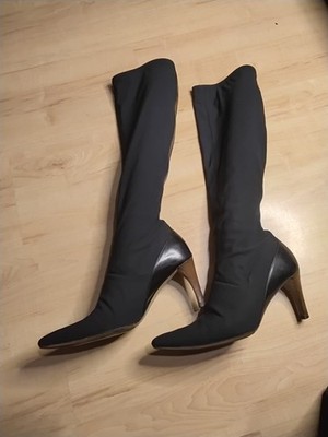 Gucci Women's Neoprene Knee High Pointed Toe Heeled Boots Sz 8 B.