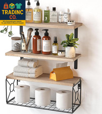 Amada Bathroom Shelves over Toilet with Storage Basket, Floating Shelves Wall Sh