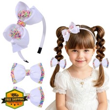OAOLEER White Bow Headbands Hair Clips Set