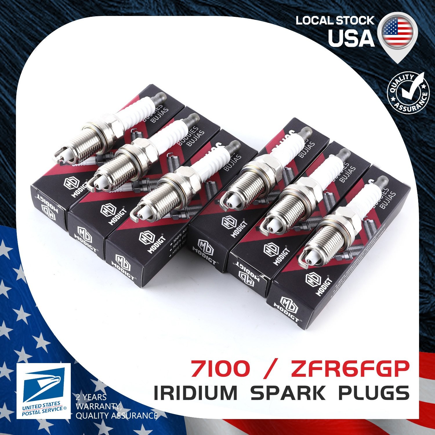 Set of 6 High-quality Upgrade Resistor Iridium Spark Plugs For NGK #ZFR6FGP/7100