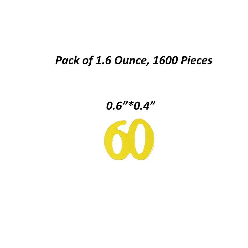JNSAXMI 60 Confetti Number 60 Sequins 60th Anniversary Table Scatter Gold - Image 2 of 4