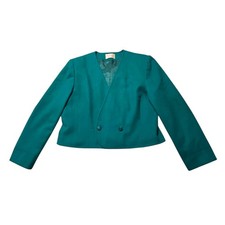 Vintage Pendleton 60s 70s Teal Wool Blazer Women  s Size 12 USA Made Double...