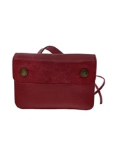 HERMES Pouch Courchevel Leather Red 0 U Engraved Used