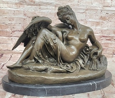 Monumental Leda with Swan Bronze Sculpture Marble Base Museum Quality Artwork
