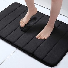 Buganda Memory Foam Bath Mat, 24" x 16", Ultra Soft and x Black