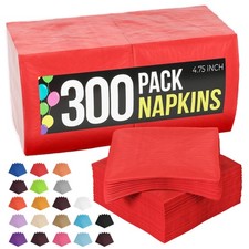 Party Solids Red Cocktail Napkins Bulk Paper Beverage Napkins,