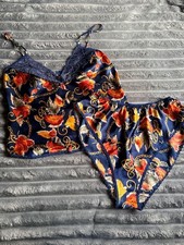 Sellecca Vintage Satin Floral and Chain Print Pajama Cami and Shorts Set