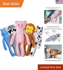 5 Interactive Plush Dog Toys - No Stuffing  Crinkle Sound for Playful Dogs