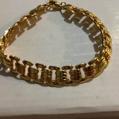 Statement Armband Schmuck 18k vergoldet im Kettenglied Design Knebelverschluss
