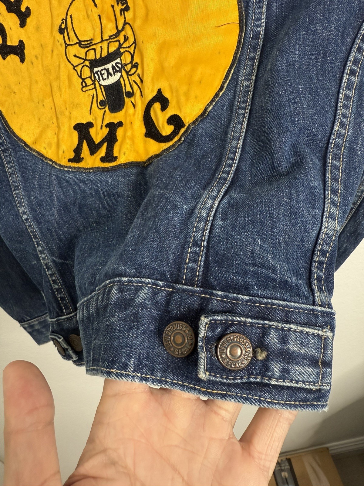 Levis VTG  Big E Trucker Jacket Type 3 O Stamp Early 1960s RARE PATCH image 10