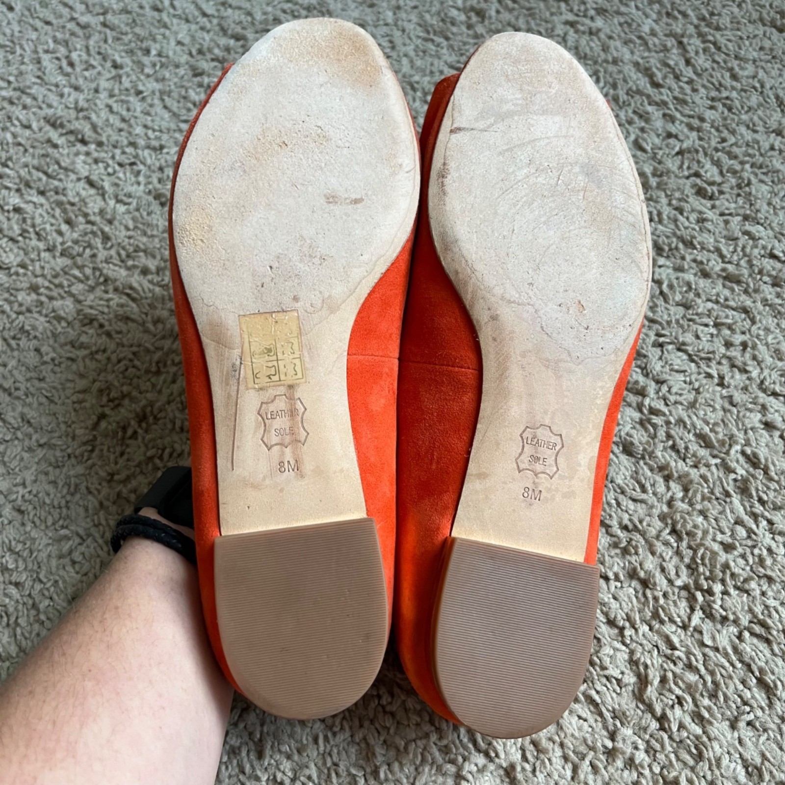 Tory Burch Salinas Royal Suede Peep Toe Ballet Flats in Samba Orange Size 8 thumbnail 8