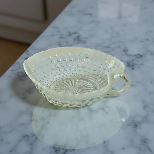 Vintage Opalescent Hobnail Glass Heart Trinket Candy Serving Dish, 6.5" - Picture 8 of 9