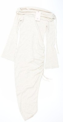 Missy Empire Damen Beige Strick Bodycon Midikleid Gr. S