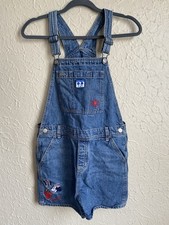 Old Navy x Disney Girls Denim Shortalls Minnie Mouse XL 12 Disneyland Embroidery