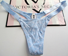 VICTORIA'S SECRET PINK Cotton High Leg Micro Thong Panty VS Blue Bow S M L XL