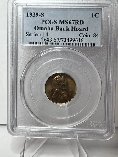 1939-S Lincoln Wheat Cent, PCGS MS 67 RED, Omaha Bank Hoard