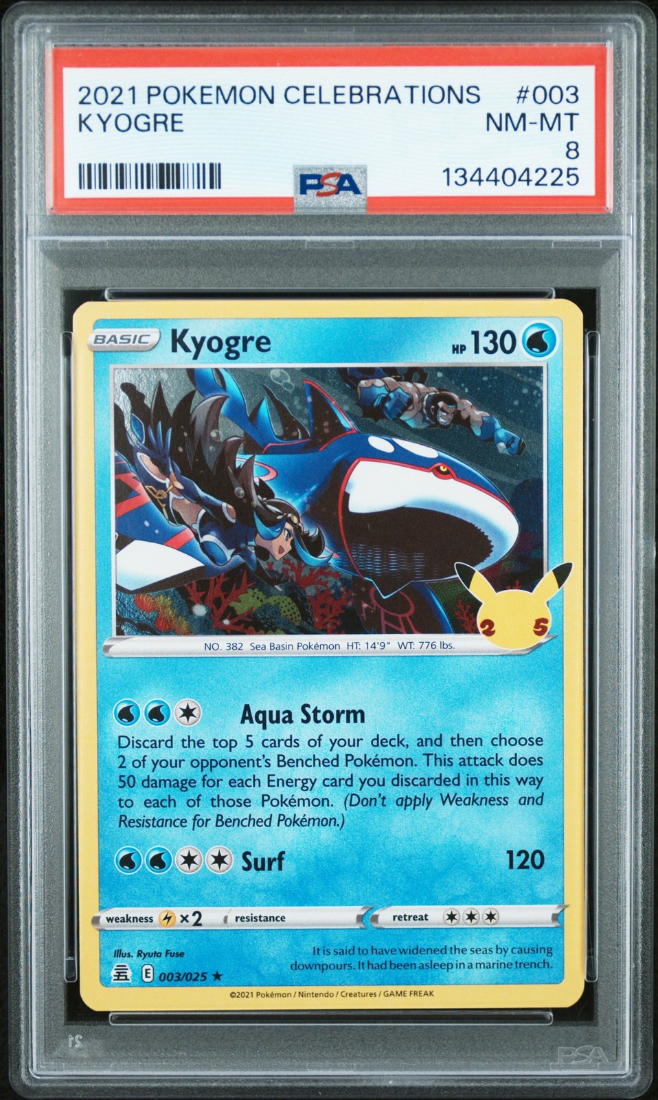 2021 POKEMON CELEBRATIONS #003 KYOGRE PSA 8
