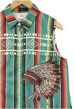 Fashion Express Southwest Aztec Shirt Dress M Sleeveless Native American Western