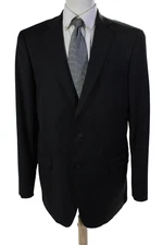 Hart Schaffner Marx Mens Two Button Blazer Jacket Black Wool Size 44 Long