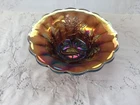 1909 Amethyst Millersburg Carnival Glass Peacock 9" Berry Bowl No Bee Tiara Bk