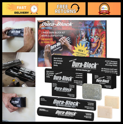 7-Piece Hook & Loop Sanding Block Set - Durable Black Sanding Tools for Woodwork