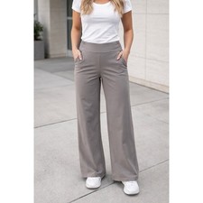 Member's Mark Wide Leg Travel Pant Women S Small Taupe Nylon  Spandex Stretch