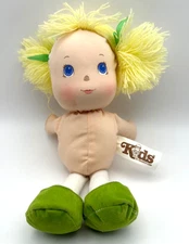 Vintage 1980s Kids of America Cloth Rag Doll Yarn Hair Green Shoes Soft Toy
