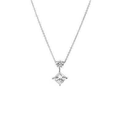 PT950 Platinum Princess-Cut Lab Grown Diamond Necklace HQ0024