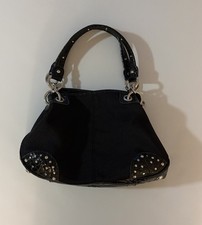 Kathy Van Zeeland Black studded shoulder bag with silver hardware