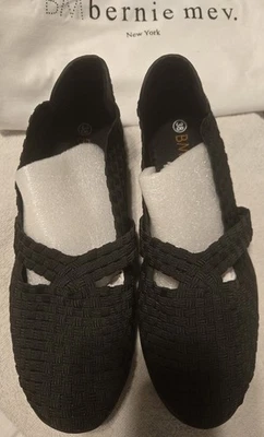 Zapatos planos Bernie Mev para mujer tejidos elásticos negros talla 38 cómodos sin cordones - Imagen 1 de 2
