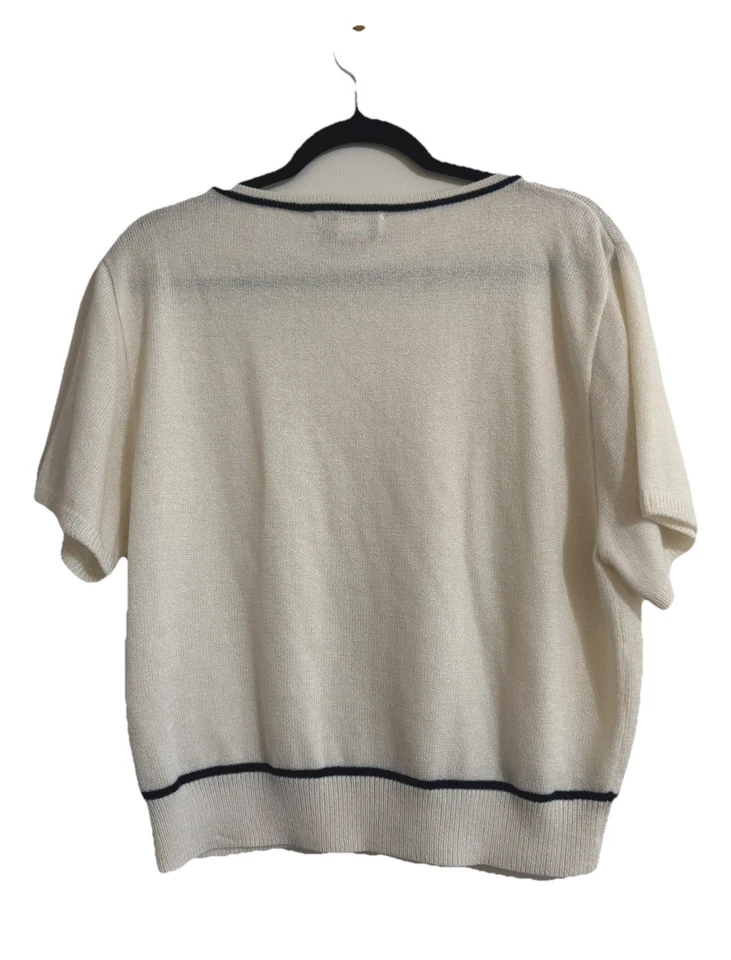 Винтажный San Remo женщин 2 изделия комплект белый и темно-синий свитер и брюки женщин M - Изображение 2 из 4